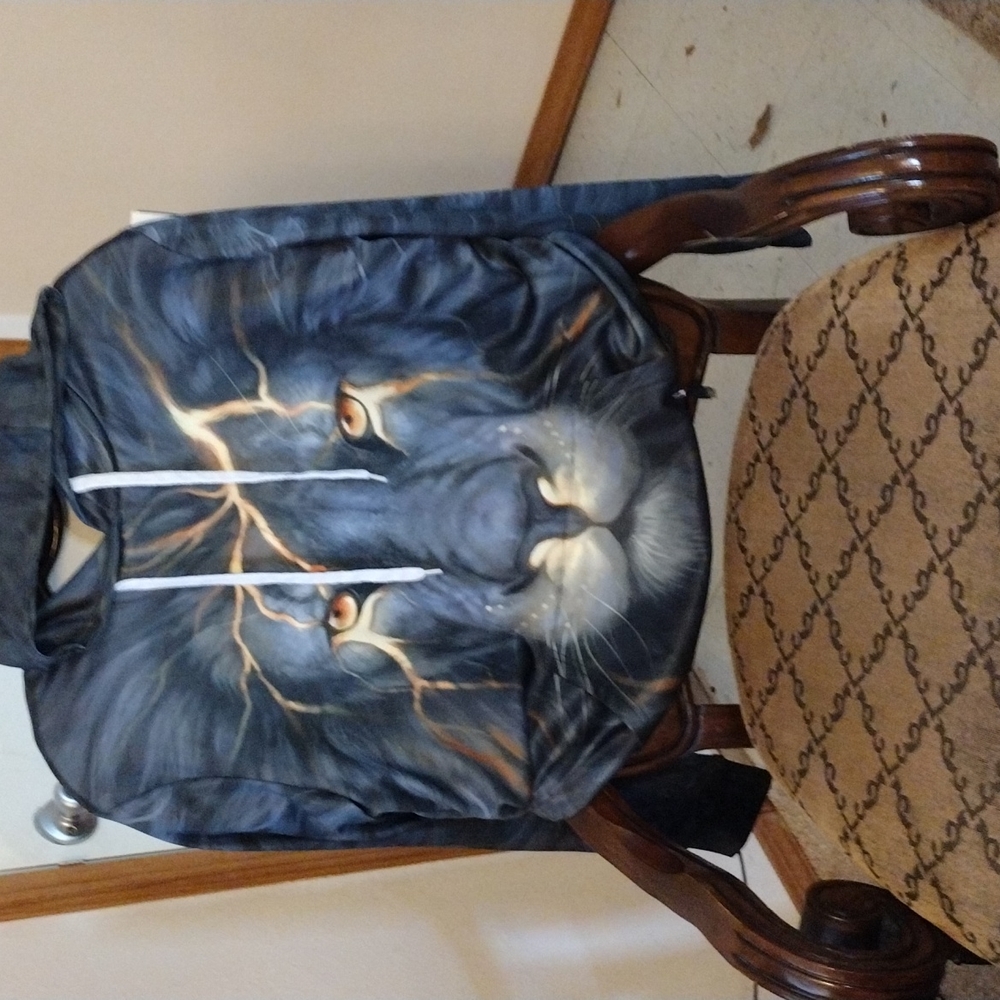 Awsome hooded Jacket no brand grey color of large animal head no labels at all